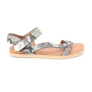 SARTO By Franco Sarto Silver Snake-Print Toe & Ankle Strap Sandals